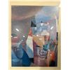 Image 3 : 2pc Framed Matted Landscape Art Prints European Town & Abstract Village - approx. 29in x 23in