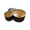 Image 1 : The Living Lab Modern Nesting Drum Coffee Table Set 3 Round Industrial Metal Tables - 3pc - largest 