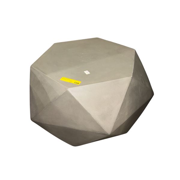The Living Lab Modern Geometric Faceted Concrete Coffee Table Outdoor Accent Stool - approx. 31in x 