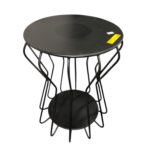 The Living Lab Modern Black Wire Cage Accent Table Side Table - approx. 18 1/2in x 24in - RV $399