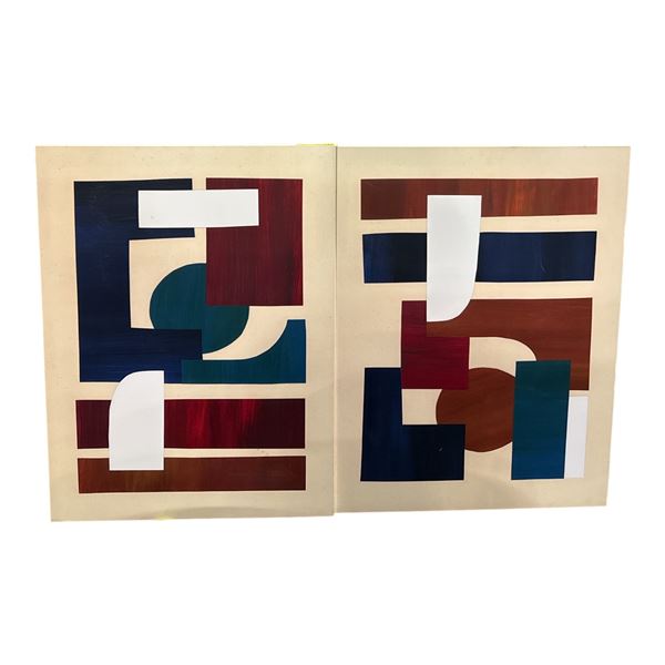 Set of 2 The Living Lab Structural Shapes print on canvas - approx. 30x40in - RV $1,458