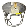 Image 1 : The Living Lab Modern Round Glass Top End Table - Chrome Geometric Trellis Base - approx. 20in D x 1