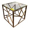 Image 1 : The Living Lab Modern Square Glass End Table - Rose Gold Geometric Base - approx. 20 x 20 x 19 1/2in