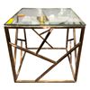 Image 2 : The Living Lab Modern Square Glass End Table - Rose Gold Geometric Base - approx. 20 x 20 x 19 1/2in