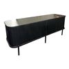 Image 1 : The Living Lab Modern Black Fluted Credenza with Curved Sides - Slatted Media Console - approx. 60in