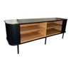 Image 2 : The Living Lab Modern Black Fluted Credenza with Curved Sides - Slatted Media Console - approx. 60in