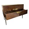 Image 2 : The Living Lab Galapagos 2 Drawer Chevron Wood Accent Chest with Sculpted Brass Handles - approx. 36