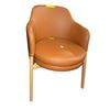 Image 1 : The Living Lab Modern Cognac Faux Leather Armchair with Natural Wood Legs