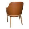 Image 2 : The Living Lab Modern Cognac Faux Leather Armchair with Natural Wood Legs