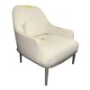 Image 1 : The Living Lab Modern Cream Linen Accent Chair with Lumbar Pillow