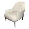 Image 2 : The Living Lab Modern Cream Linen Accent Chair with Lumbar Pillow