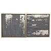 Image 1 : 2-Piece Abstract Canvas Wall Art Set Textured Grey with Silver Leaf Accents - approx. 22in x 22in RV
