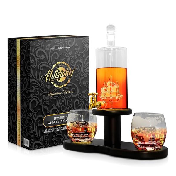 BNIB - Single New Nutrichef Signature Edition Home Bar Whiskey Decanter