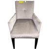 Image 2 : The Living Lab Modern Textured Gray Fabric Dining Armchair with Wood Legs