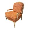 Image 1 : French Provincial Style Bergere Armchair in Orange Paisley Print - RV $795