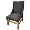 Image 1 : Contemporary Wingback Dining Chair with Nailhead Trim in Charcoal