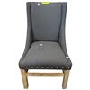 Image 2 : Contemporary Wingback Dining Chair with Nailhead Trim in Charcoal
