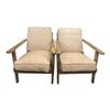 Image 1 : Set of 2 Mid-Century Modern Wooden Lounge Chairs with Beige Cushions - RV $1,100 for the set