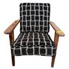Image 2 : Mid-Century Modern Wooden Lounge Chair with Black and White Geometric Cushions