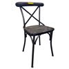 Image 1 : Industrial Cross-Back Dining Chair - Metal Frame & Wood Seat