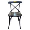 Image 2 : Industrial Cross-Back Dining Chair - Metal Frame & Wood Seat