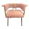 Image 2 : Modern Blush Pink Velvet Accent Chair - Brushed Gold Frame