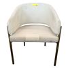 Image 2 : Rove Concepts Modern Light Gray Barrel Accent Chair - Brushed Brass Frame