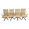 Image 1 : Set of 4 Modern Ribbed Office Chairs - Camel Faux Leather & Chrome