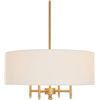 Image 2 : BNIB - Stone & Beam Classic Ceiling Pendant Chandelier Fixture with White Drum Shade Antique Brass 4