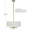 Image 3 : BNIB - Stone & Beam Classic Ceiling Pendant Chandelier Fixture with White Drum Shade Antique Brass 4