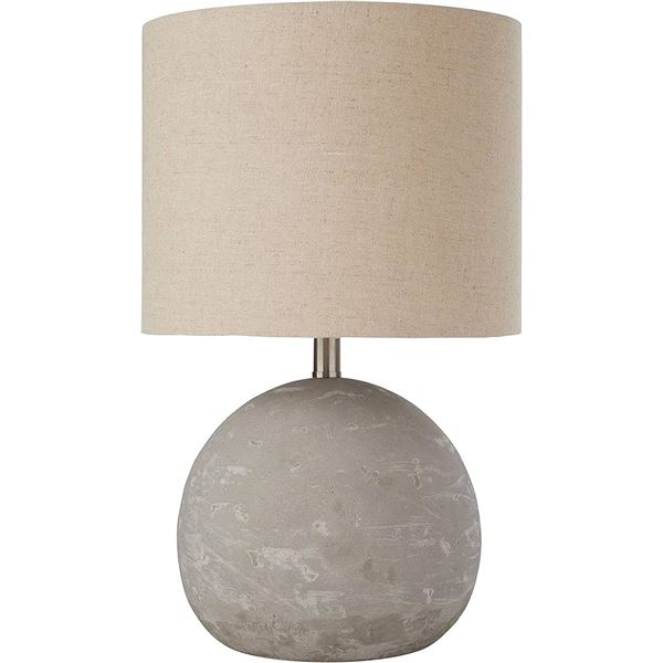 BNIB - 7pc Stone & Beam Industrial Decor Round Concrete Table Desk Lamp with Light Bulb and Beige Sh