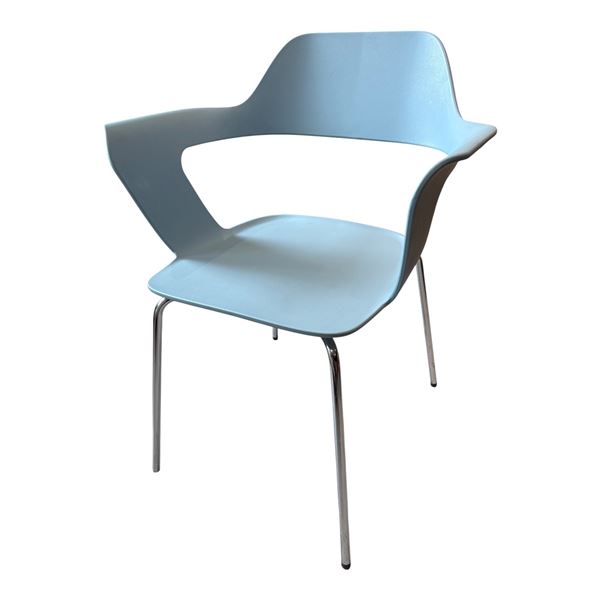 Set of 4 Modern Molded Resin Armchair Light Blue
