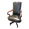 Image 1 : Vintage Brass Studded Leather Swivel Office Chair