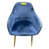 Image 2 : Modern Blue Velvet Accent Chair - Polished Gold Tapered Legs