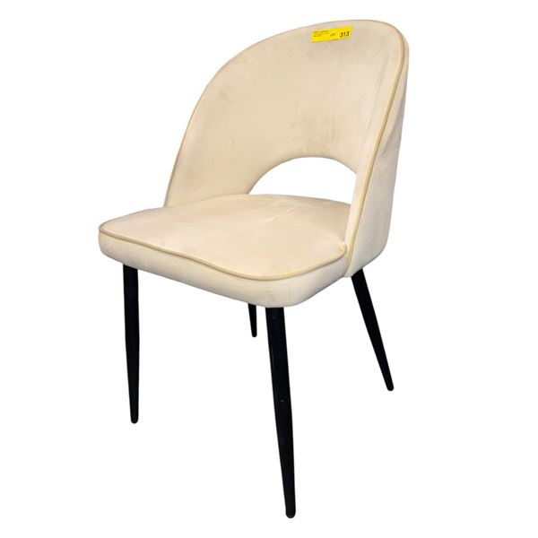 Modern Velvet Upholstered Dining Chair with Curved Cutout Back