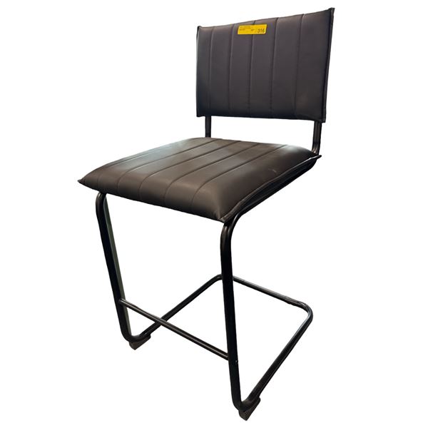 Modern Channel Tufted Leather Counter Stool
