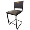 Image 1 : Modern Channel Tufted Leather Counter Stool
