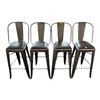 Image 1 : Set of 4 Industrial Tolix Style Metal Counter Stools with Cushioned Seats