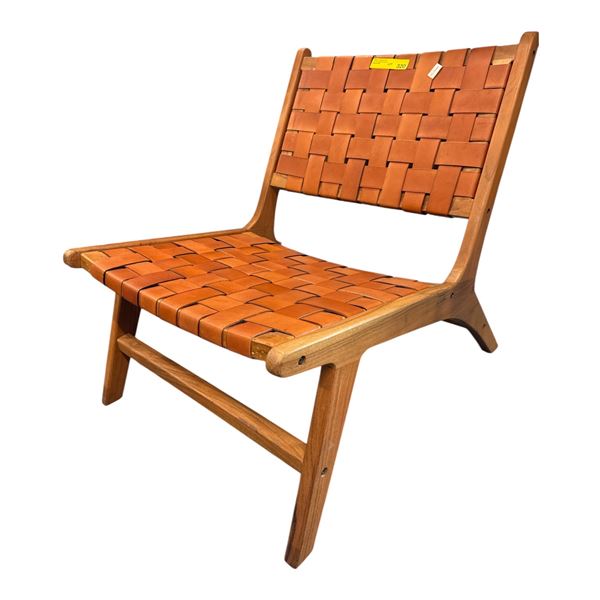 Mid-Century Modern Woven Leather Lounge Chair