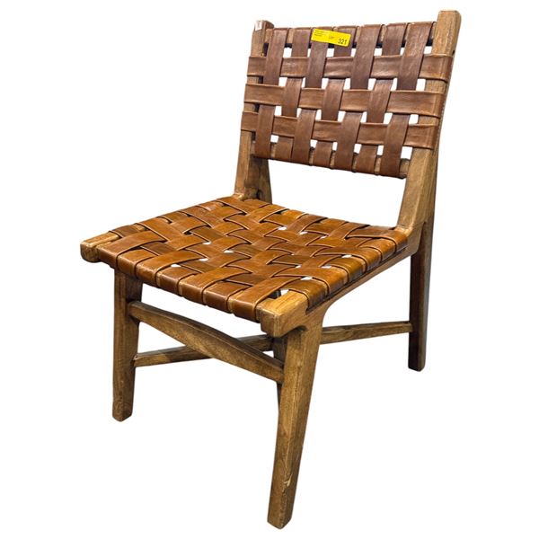 Mid-Century Modern Woven Leather Dining Chair