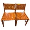 Image 2 : Set of 2 Mid-Century Modern Woven Leather Dining Chairs