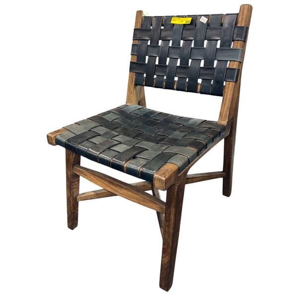 Mid-Century Modern Woven Leather Dining Chair