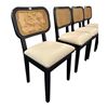 Image 3 : Set of 4 Modern Cane Back Upholstered Dining Chairs