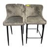 Image 2 : Pair of Modern Diamond Quilted Velvet Counter Stools