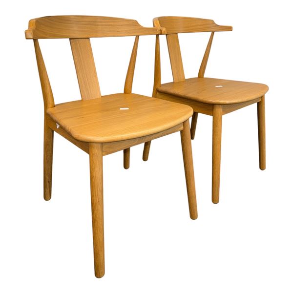Set of 2 Mid-Century Modern Oak Dining Chairs