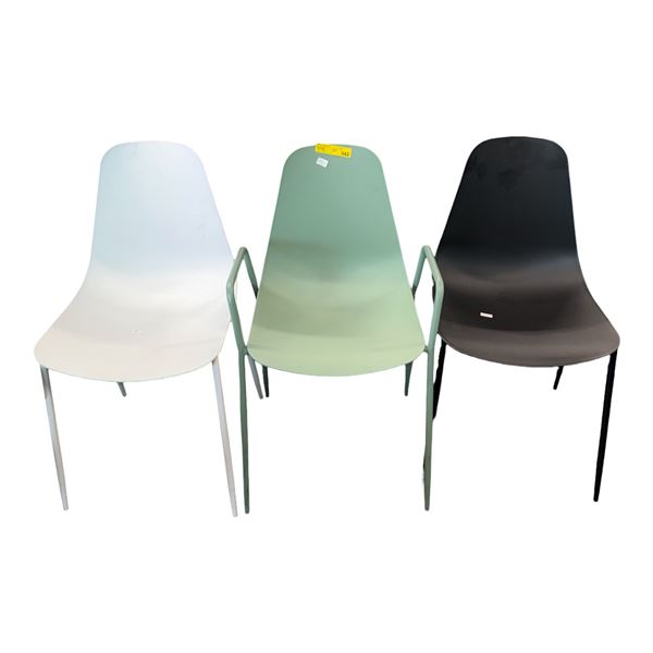 Set of 3 Article Assorted Modern Molded Dining Chairs