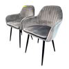 Image 1 : Pair of Modern Channel Stitch Velvet Dining Chairs