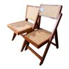 Image 1 : Pink City Imports 2pc assorted Mid-Century Modern Style Wood and Cane
