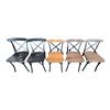 Image 1 : Modern Wood and Metal Cross Back Dining Chairs Assorted