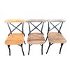 Image 3 : Modern Wood and Metal Cross Back Dining Chairs Assorted